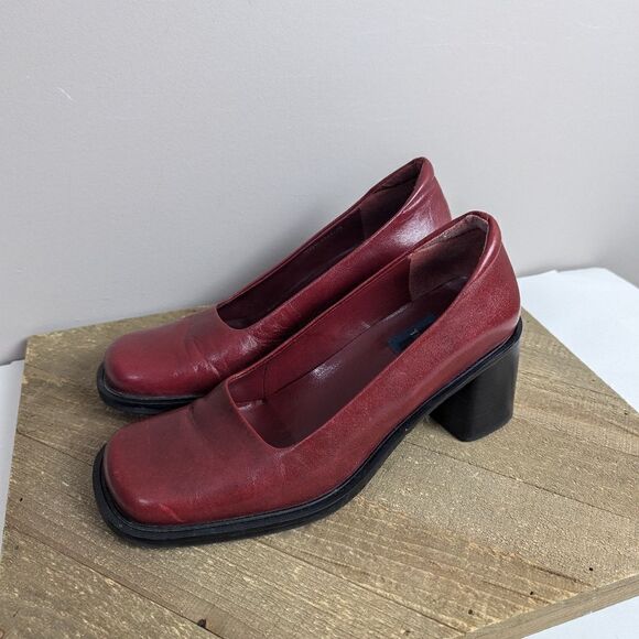 Red leather Chucky loafers, vintage 90s leather shoes transit size 7 - Picture 10 of 10